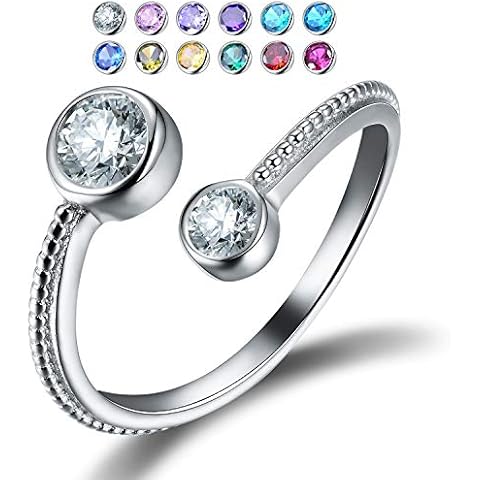 Esberry✦Gifts for Mother's Day with Gift Wrap✦18K Gold Plated 925 Sterling Silver Birth Month Adjustable Rings for Women and Girls (April-Diamond) Cover
