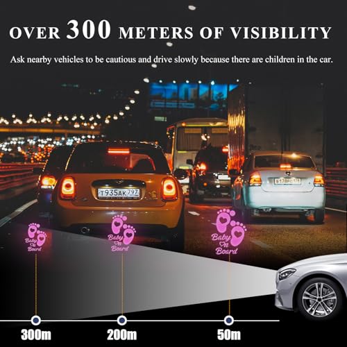 Image of Baby on Board Car Sticker, High Intensity Reflective Baby on Board Footprint Safety Warning Decal, Waterproof Kids on Board Baby in Car Feet Decal Sticker for Bumper (Purple)