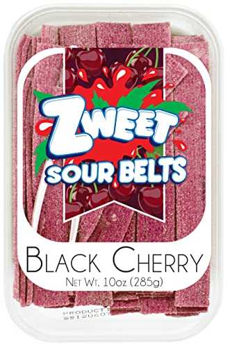 Zweet Sour Black Cherry Candy Belts 10 Ounce – Sour Kosher Candy, Halal Candy Belts – Resealable Pack Of Sour Licorice Belts (10 Ounce) #TOP8