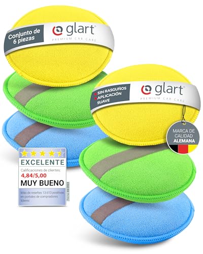Glart 46PP Set de almohadillas de pulido – 6 piezas de microfibra 130x25 mm – aplicación manual...