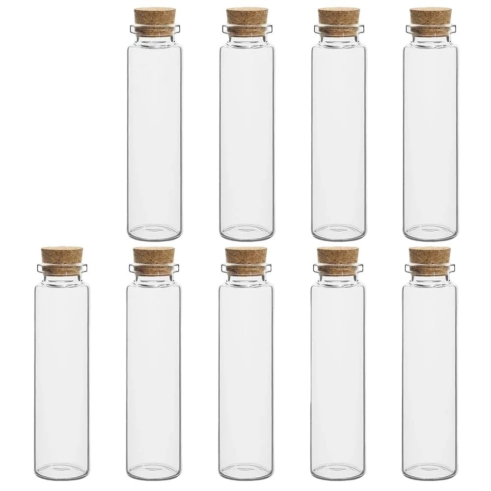 GOCENJIU Cork Stopper Jar 10pcs Mini Transparent Glass Bottles, Wedding Decor Jars Storage Vials with Cork Stopper for DIY Container