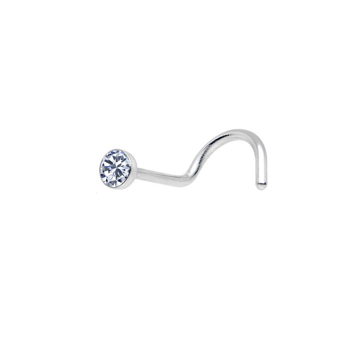 92.5-925 Sterling Silver Round Shape Cubic Zirconia Cup Setting Nose Pin Stud for Women Girls-image-44