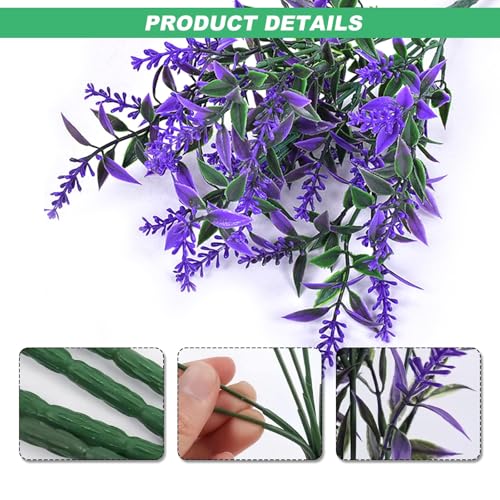 Artificial Flowers for Outdoors 10 Bundles Fake Lavender Outdoor Plants Plastic Faux Flowers for Decor Front Door Decoration image 2