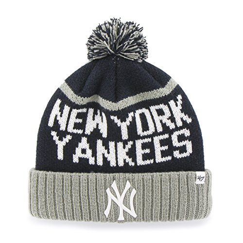 MLB New York Yankees '47 Linesman Cuff Knit Hat with Pom, One Size Fits Most, Navy