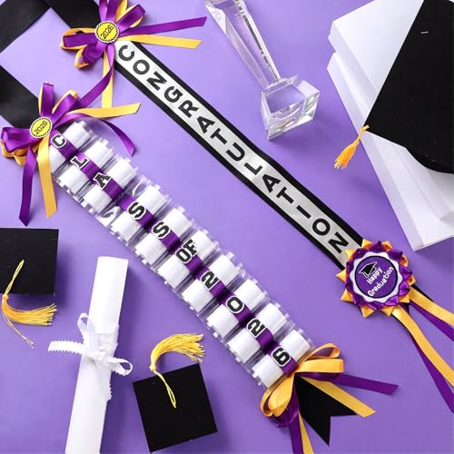 Lyrow Purple and Gold Graduation Money Lei Class of 2026 Ribbon Money Lei Graduation Cash Gift for Congrats Graduates Grad Leis with Cash Holder for Senior High School Party Supplies (Classic) by Lyrow - Used condition - Image 6