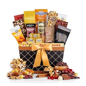 GiftTree Golden Gourmet Grand Gift Basket – Featuring Chocolates, Truffles, Artisan Delights, and Exquisite Snacks