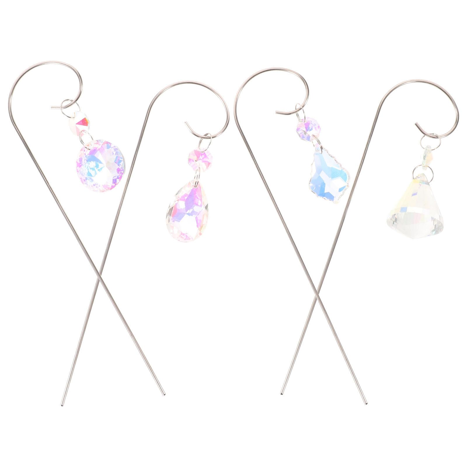 Prisma decorativo para plantas GALPADA de hierro y vidrio plata con 4 piezas para ventana