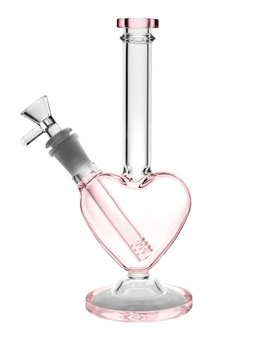 Aoheuo Bong in vetro a forma di cuore, tubo dell'acqua a doppio strato, filtro per fumo, riciclabile, bong spessi (B)
