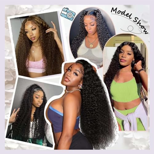 12A Deep Wave Human Hair Bundles 18 20 22 Inch 100% Unprocessed Deep Curly Bundles Human Hair Black Women Double Weft Wet and Wavy Hair Natural Color - 5