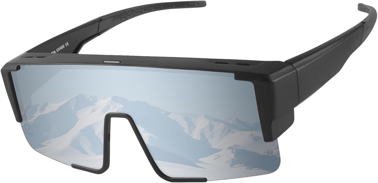 OULAIQI Polarized Fit Over Glasses Sunglasses for Men Women,UV400 Sun Glasses Sports Wrap Around for Driving Cycling Fishing