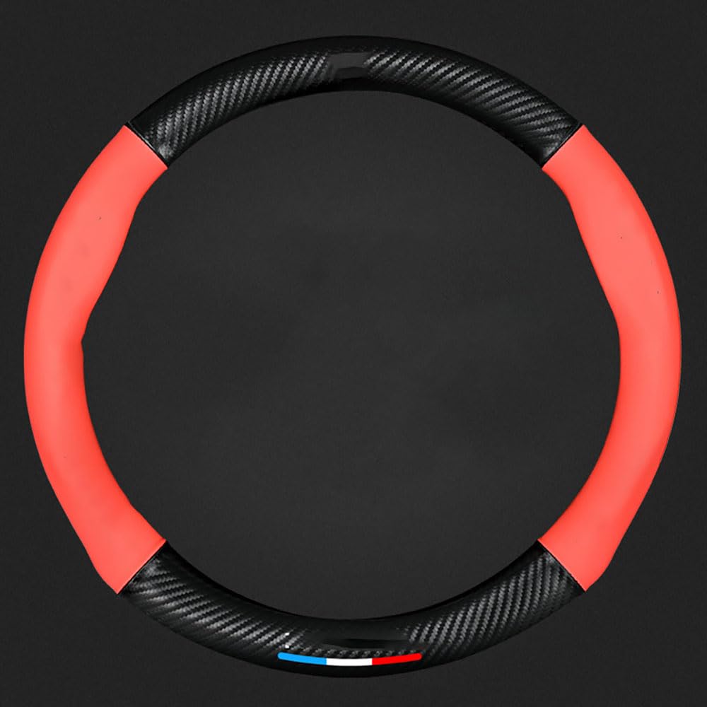 TxopafCar Leather Steering Wheel Cover, for Changan CS35 Plus CS55 PLUS CS75 PLUS Eado UNI-T X5 X7 Steering Wheel Covers Breathable Anti-slip Durable Protector Accessories,C/Red-Type O