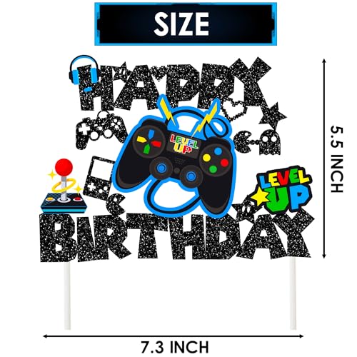 Umoni MONCT-191 Video Game Happy Birthday Cake Topper Glitter Game Controller Cake Pick Decoration Gamer Birthday Cake Decorations For Video Game Controller Themed Kids Birthday Party Baby Shower Supplies thumb #1