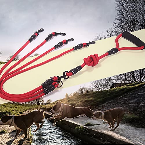 3-in-1 Hundeleine Mit Gepolstertem Griff - 3-Wege-Leine 360° Drehbar Kein Verheddern für 3 Hunde - Haustier Führleine 1.5m für Mittlere Kleine Hunde Mehrere Haustiere