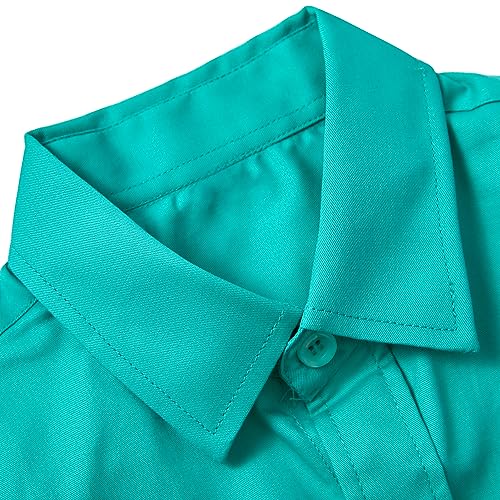 Image of Boys' Button Down Dress Shirts Kids Long Sleeve Solid Collared Uniform Shirt for Toddler Boy (Size 2T-20)