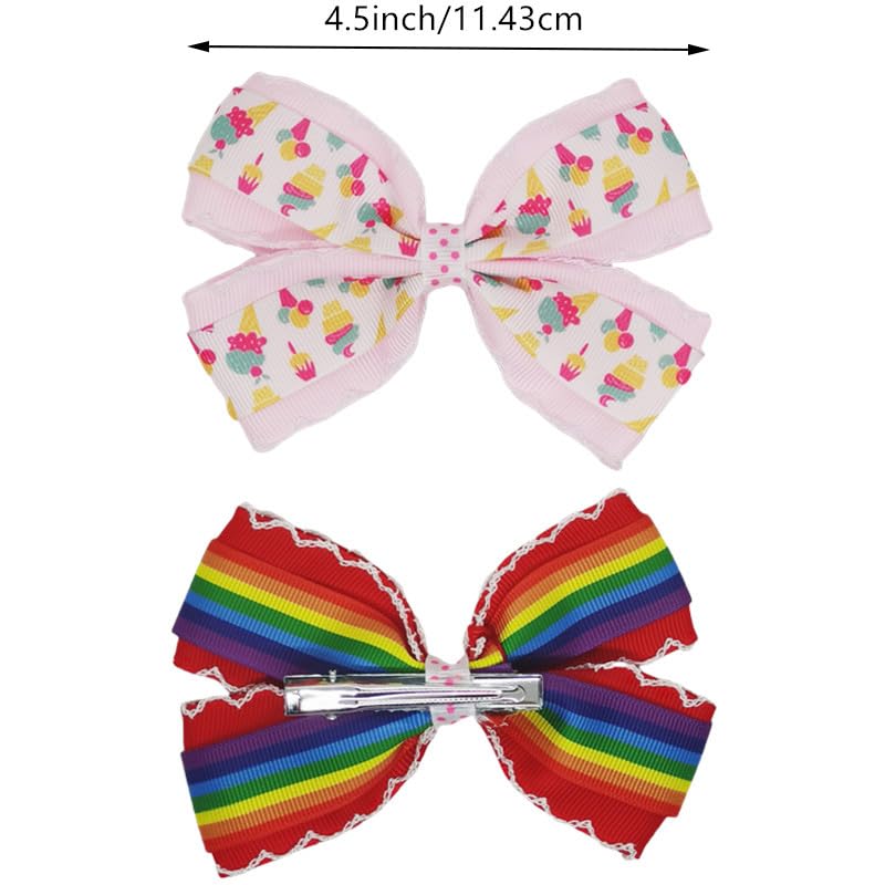 12PCS Hair Bows for Girls Colorful Little Girls Hair Bow Rainbow Grosgrain Hair Bow Alligator Hair Clips Pigtail Bows Unicorn Hair Clips Hair Accessories for Toddlers Children Kids (Multicolor - B) - Image 8