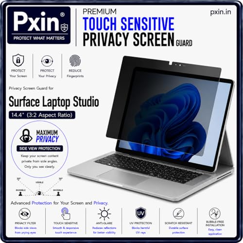 Image of Pxin Aura | Compatible with Microsoft Surface Laptop Studio 3 | Ultra Touch Sensitive Privacy Screen | Anti Blue | Anti Glare | UltraThin for Hyper Touch | Anti UV | Privacy Filter