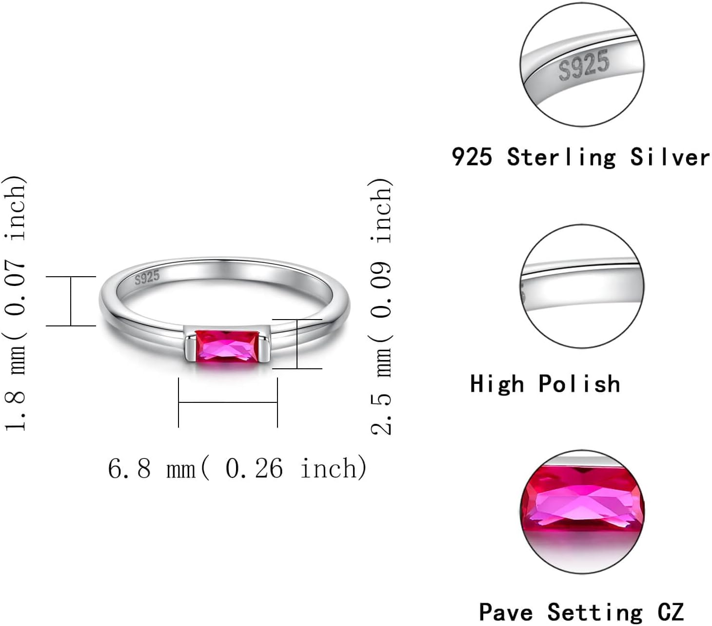 Sariel Birthstone Rings Jewelry 925 Sterling Silver Colorful Stackable Promise Ring for Women Wife Girlfriend Mom - Image 5