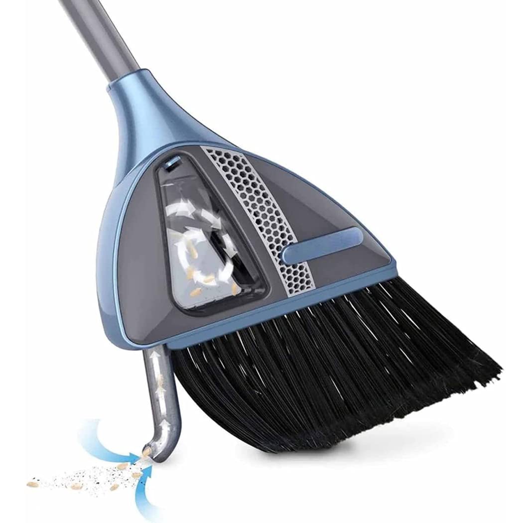 Barredora 2 en 1 con aspiradora integrada, no más agacharse, escoba de barrido con asa/boquilla inteligente/succión vórtice de 20.000 rpm/batería de litio, limpieza sin ruido para suelos de madera