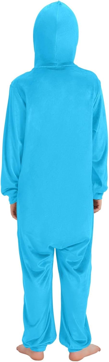 ODAWA Deep Sky Blue Unisex Hooded Onesie for Kids Jumpsuit for Kids Boys Halloween Costume 9-11Y