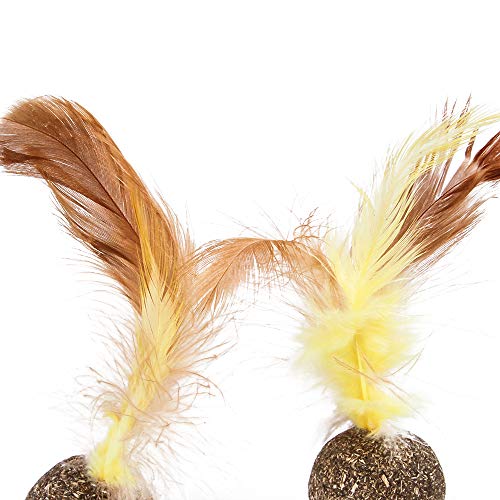 Baugger - Natural catnip hortelã bola bola gato tratar bola de penas bola de brinquedo scratcher bol