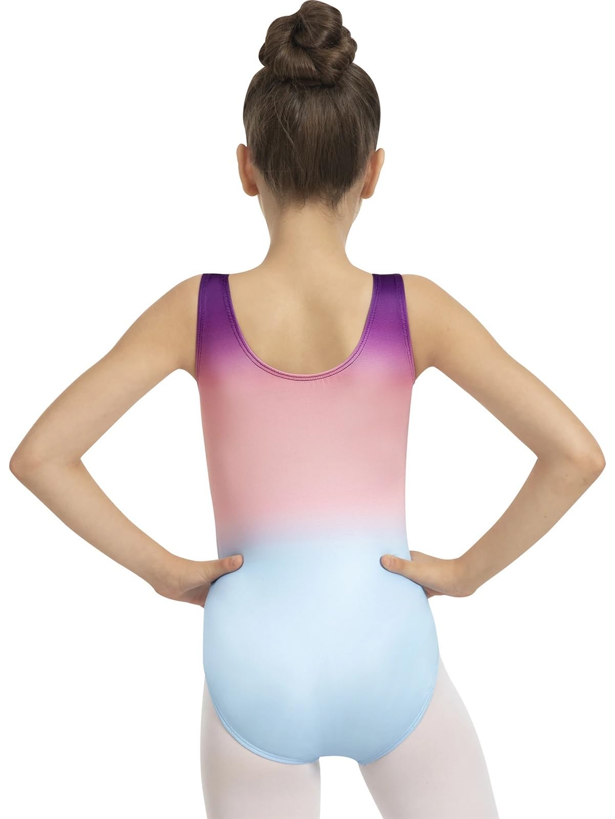 Leotardo de Gimnasia for niñas Ropa de Baile con Brillo Degradado Ropa Deportiva Body Ginnastica Artistica(XXL(11-12Y))
