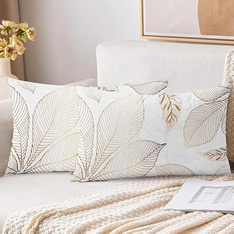 XPHZZL Soft Golden Leaves Cushion Covers Cover
