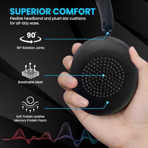 Image of Dyazo Wired Headset with Microphone | Active & Environmental Noise Cancellation | 3-in-1 USB, Type-C & 3.5mm Connectivity | in-Line Controls | On-Ear Headphones for PC, Mobile Phone & Laptop (Black)