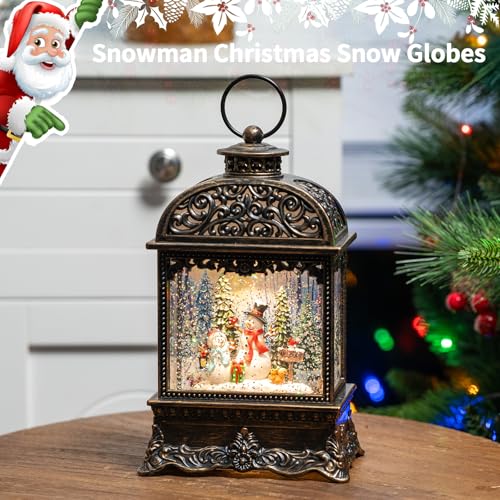 image for MXwcy Christmas Snow Globes, Snowman Water Lantern, 8 Christmas Music,