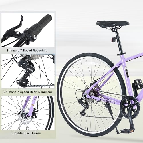 ZUKKA 700C Road Bike for Adult 7 Speed Road Bike Hybrid Road