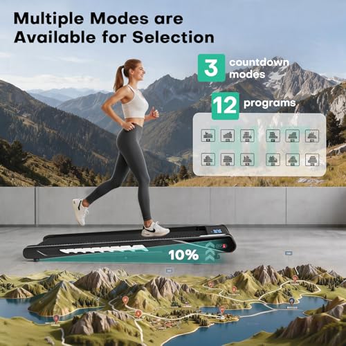Image of 4-in-1 Walking Pad Treadmill with Speaker, 6.2MPH Walking Pad with 10% Incline, Under Desk Treadmills for Home with App Compatible, 2.75HP Brushless Drive, 12 HIIT Programs, 350 LB Weight Capacity