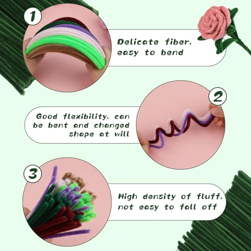 Image of ZXIIXZ Pipe Cleaners, 100Pcs Green Pipe Cleaners Bulk for Making Flowers
