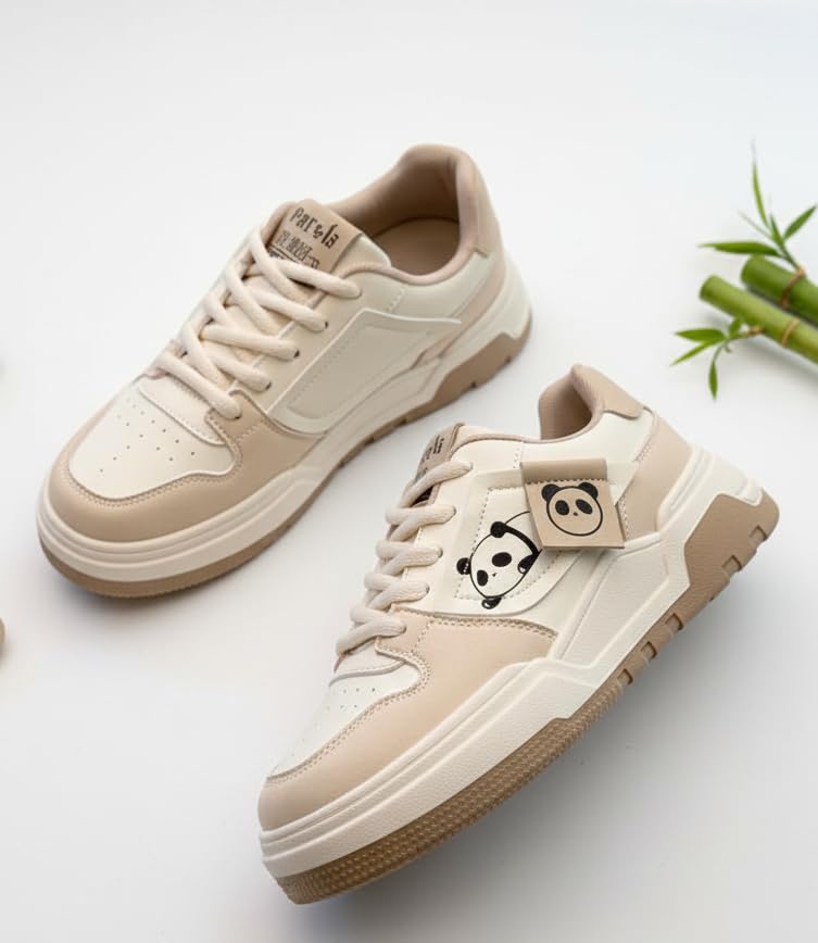 Image of Sneakers for Women Comfortable Synthetic Leather Shoes for Woman, Lace-Up Casual Girls Shoe, Lightweight Sneaker Shoes for Woman