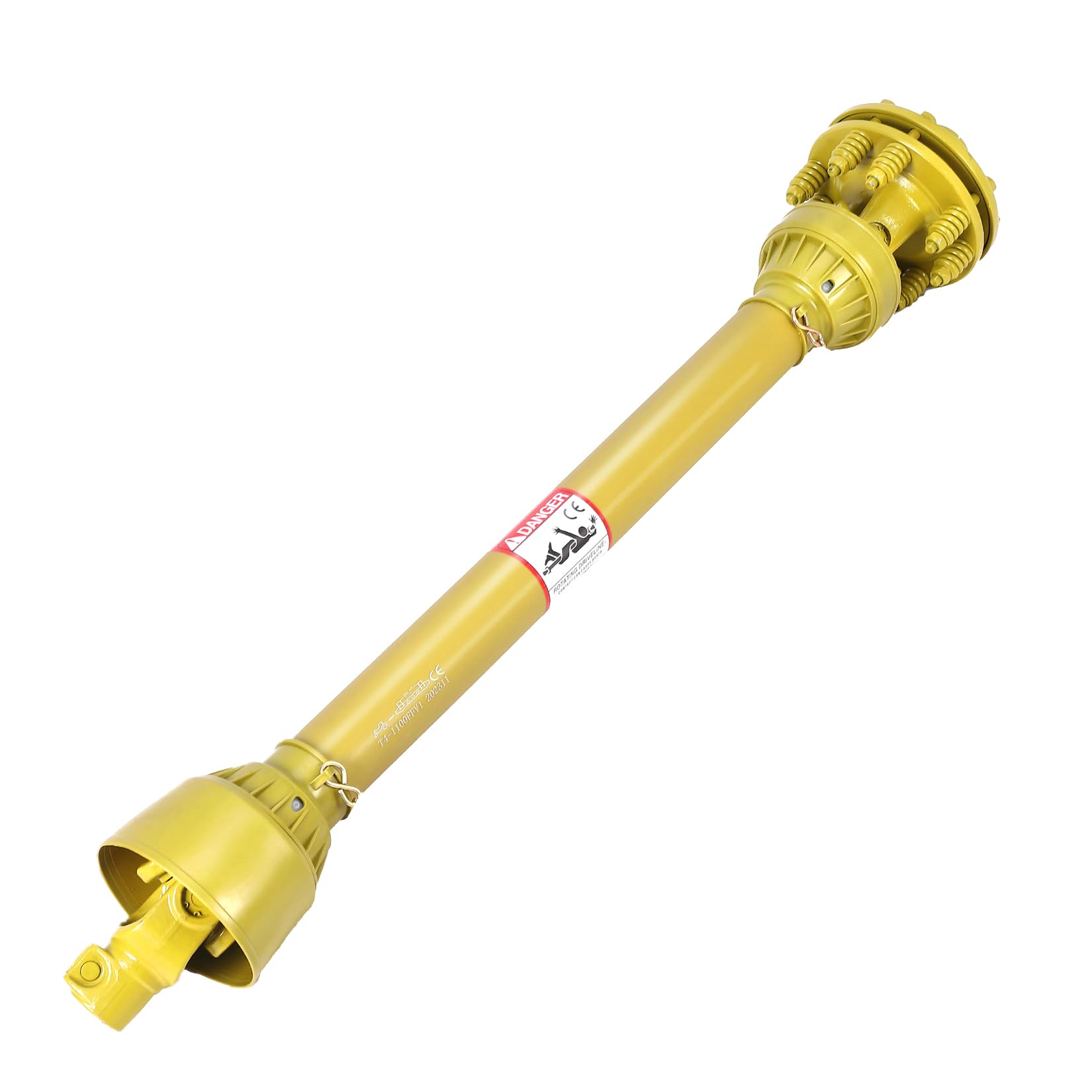 Garvee Eje de Transmisión Cardán para Tractor con Toma de Fuerza y Embrague de Fricción, Eje TDF Telescópico de Acero 45 de Alta Resistencia para Maquinaria Agrícola, 110-145 cm, Amarillo, Robusto