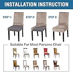 H.VERSAILTEX Dining Chair Covers Stretch for Dining Room Set of 4 Parson Chair Slipcovers Protectors, Soft Thick Solid Velvet Fabric Washable, Taupe - Image 5