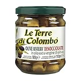Le Terre di Colombo - Aceitunas Riviera sin hueso en aceite de oliva virgen extra (36 %), 212 ml (paquete de 6)