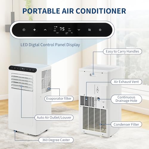 10,000 BTU Portable Air Conditioner with Remote Control, 3-in-1 Quiet Cooling AC Unit (Cool/Fan/Dehumidifier), Cools Up to 450 Sq.Ft, 24H Timer, Smart Sleep Mode, Window Kit Included by Patikuin - Used condition - US$231.63
