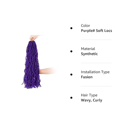 Miniatura 8 de ZRQ 6 paquetes de rastas suaves moradas de 24 pulgadas, trenzas de ganchillo de pelo sintético previamente enrolladas, rastas de diosa onduladas,