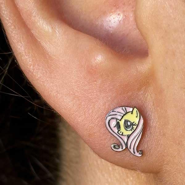 Pendientes My Little Pony de plata para niñas con caja de regalo original y juego 2