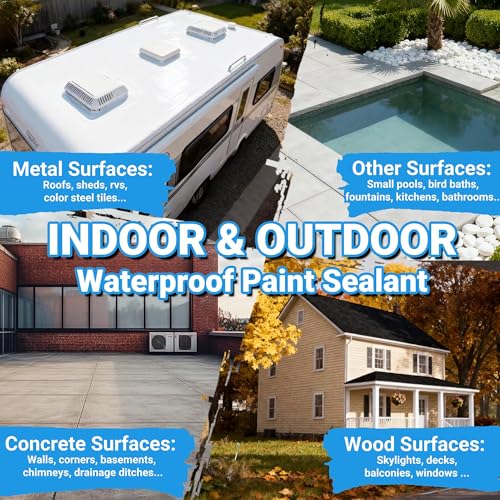Image of Rubber Liquid Waterproof Sealant, TUFINEIN 11 LB /5 KG White Quick Drying Multi Surface Foundation Leak Repair - Roof Gutters Basement Sealer Waterproof - Indoor & Outdoor Flexible Rubber Paint