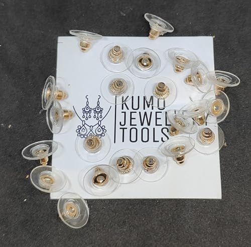 Image of KUMU Jewellery Tools (200 Pcs Approx) Findings Golden Bullet Clutch with Silicone Rubber Pad /Earring Stopper /Earring Nut /Earring Golden Back (Rose Gold 100 Pairs Approx)