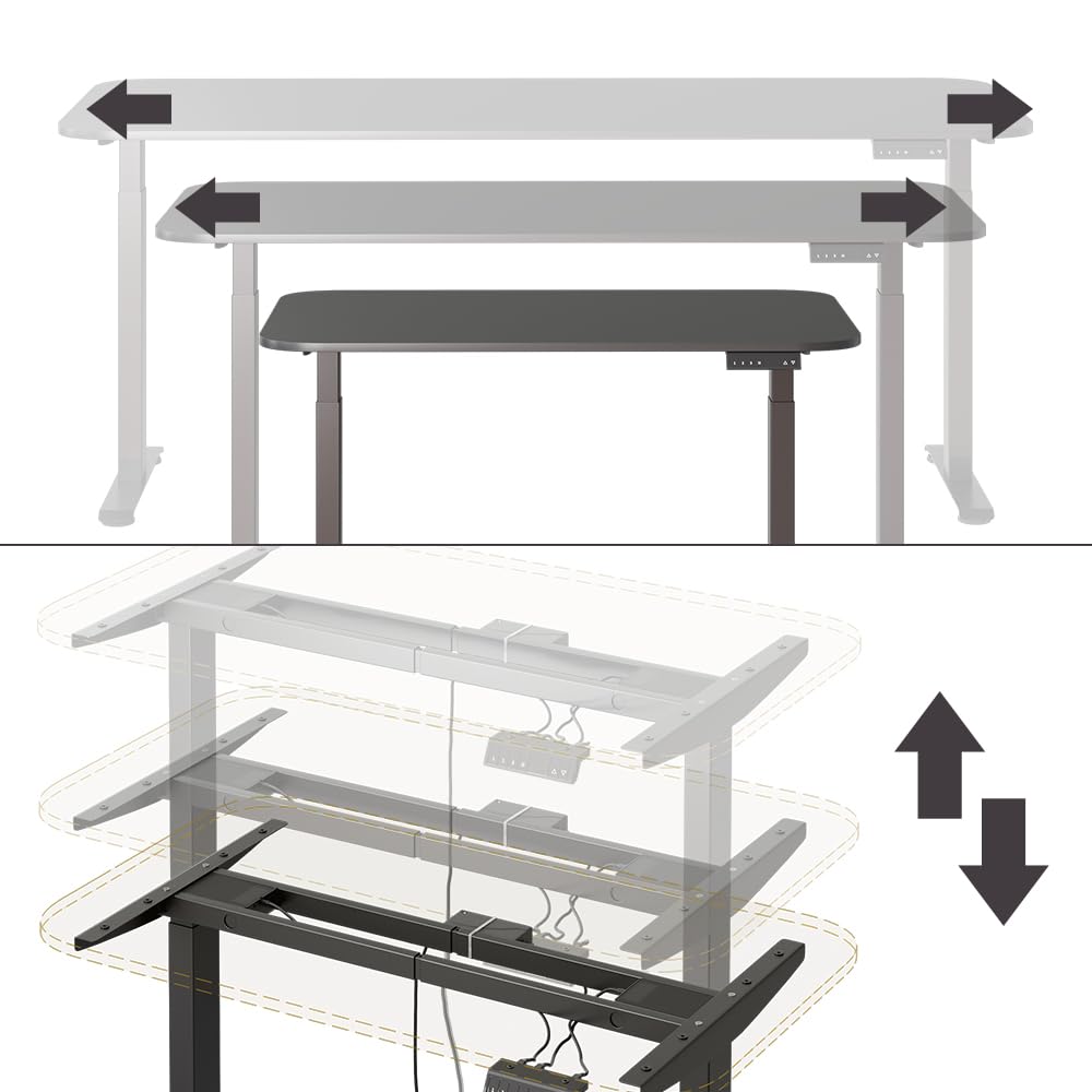 Vicco Scrivania Elevate, Nero/Antracite, 120 x 70 cm | 2 motori, adatto all'uso come postazione di lavoro o scrivania per computer