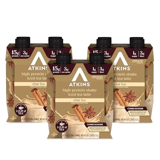 Atkins Iced Chai Tea Latte Protein Shake, 11 Fl Oz, Pack of 12