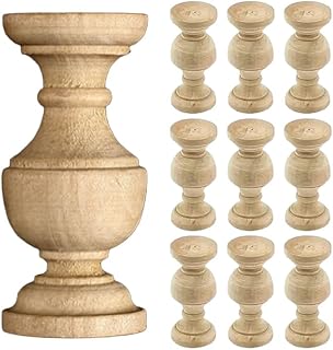 Veemoon 10pcs Wood Craft Spindles Unpainted Decorative Balusters for DIY Furniture for Wine Cabinet Bed Frame