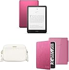 Amazon Kindle Paperwhite Bundle: Includes, Amazon Kindle Paperwhite Signature Edition 32GB | Metallic Raspberry, Sling Bag | Dune, Clear Back Case | Raspberry