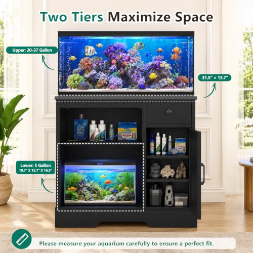 Heybly 20-29-37 Gal Fish Tank Stand with Power Outlets & Cabinet HAS012BK by Heybly - Used condition - Image 3