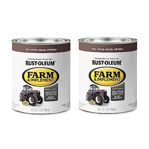 Image of Rust-Oleum 280151-2PK Farm & Implement Enamel Primer Quart, Red Oxide Metal Primer, (Pack of 2)