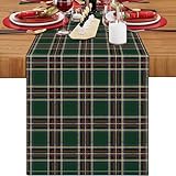 Photo Gallery table runner di nataliz a quadri in bufalo runner da tavola plaid tovaglia moderno lino runner da tavolo decorazioni per la tavola natalizio (40x140cm, verde e rosso)