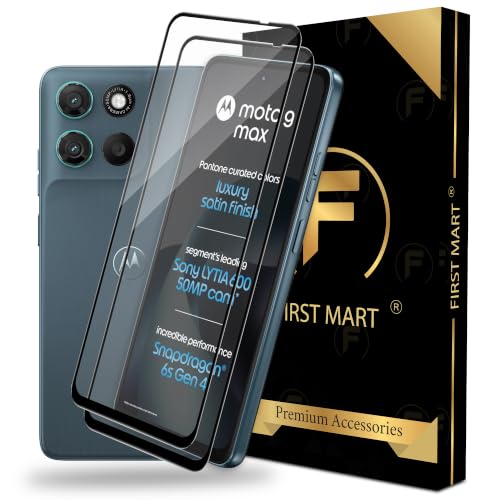 Image of FIRST MART Tempered Glass Screen Protector for Motorola G Max - Full-Glue Screen Guard, 3D Edge to Edge, HD Clear, Bubble-Free, Case-Friendly, Black, Pack of 2