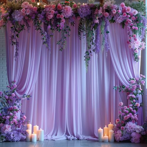 10x10ft Wrinkle Free Lavender Backdrop Curtain for Parties Soft Fabric Drapes Wedding Curtain Backdrop for Birthday Party Decorations Background for Photography 5x10ft,2 Panels