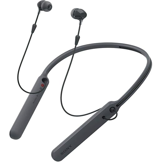 Sony WI-C400 Wireless in-Ear Neck Band Headphones with 20 hrs Battery Life, Light Weight, Bluetooth Headset with mic for Phone Calls, Vibration Notification, Work from Home, Tangle Free Cable (Black)